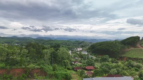 High angle view of Quang Binh hills after a rain shower. Stock Footage 313664667