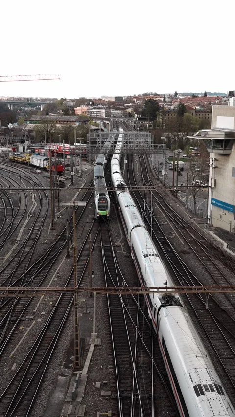 High-angle view of rail network Stock Footage 345538947
