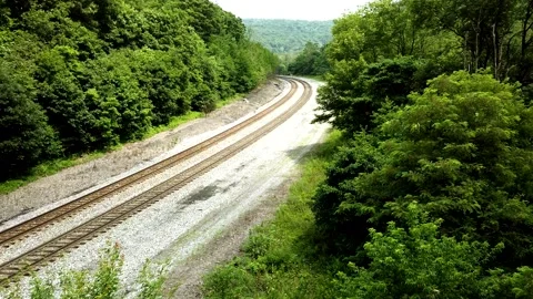 A High Angle View of Railroad Tracks 스톡 동영상 157647784