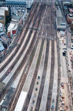 High angle view of railyard Foto stock