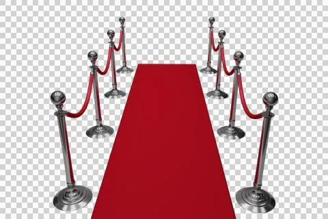 High angle view of red carpet and rope barrier 스톡 일러스트