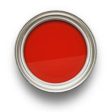 High angle view of red paint isolated on white background Foto stock