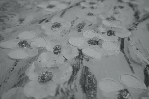 High angle view of a repeating white floral pattern fabric texture. Stock Photos
