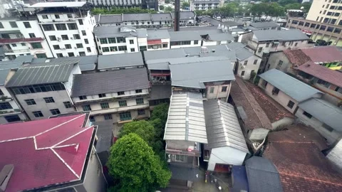 High angle view of residential houses in a dense city block. Stock-Footage 336957014