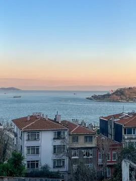 High angle view of residential rooftops and apartment buildings in Istanbul o Stock Photos