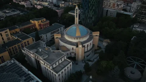 High angle view of the Resurrection Cathedral in the capital of Albania, Tirana Video stock 332711296