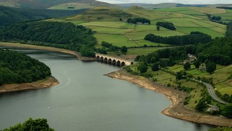 High Angle View of River and Rural Landscape Stock Photos