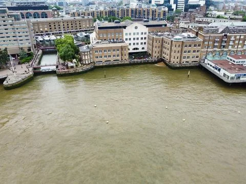 High Angle View of River Thames at London Bridge, Central London Stock Photos