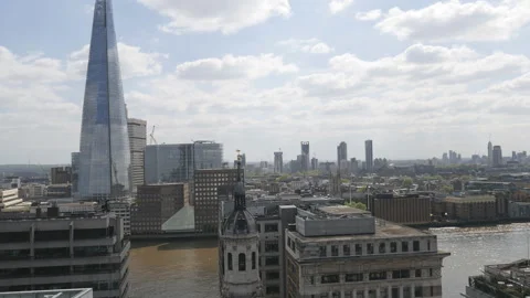 A high angle view of the riverside in central London. Stock Footage 117174188