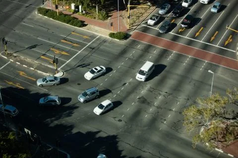 High angle view of road intersection Stock Photos