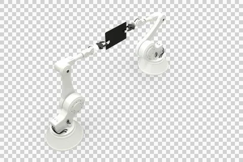 High angle view of robots with computer tablet Stock Illustration