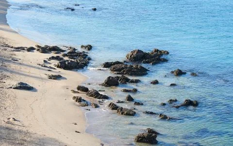 High angle view of  rocks on the beach. Stock Photos