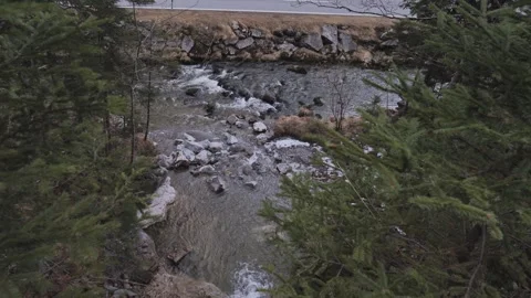 High-angle view of a rocky mountain stream Stock Footage 331257420