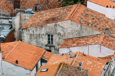 High Angle View of roofs in the center of La Rochelle Foto stock