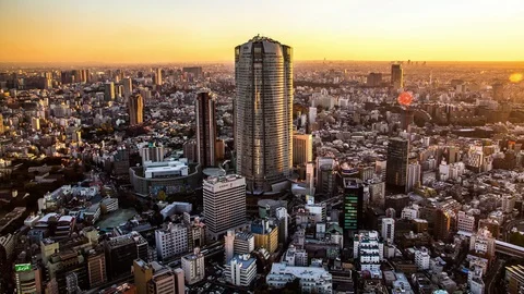 High angle view of Roppongi Hills Mori Tower and Roppongi district time lapse Vídeo Stock 118855205