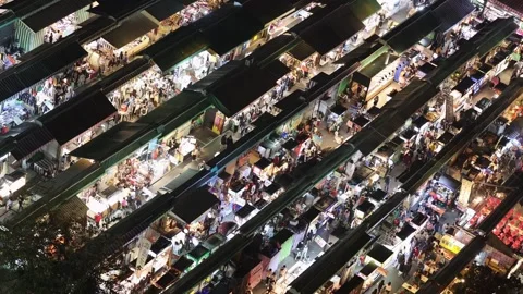 High angle view of Ruifeng Night Market in Kaohsiung, Taiwan. Video stock 162728069