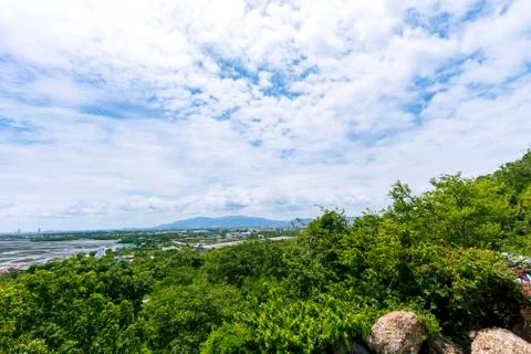 High angle view on Sam Muk Mountain in Chon Buri Province in Thailand Stock Photos