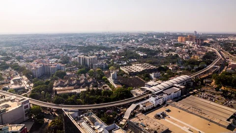 High angle view on Sandal Soap Factory metro station and Yeswanthpur industrial Stock Footage 118858835