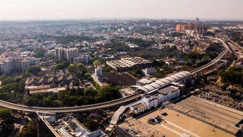 High angle view on Sandal Soap Factory metro station and Yeswanthpur industrial Vídeo Stock 118858860
