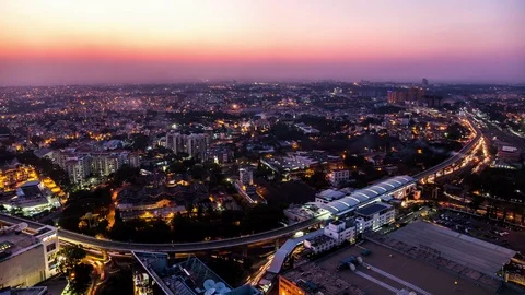 High angle view on Sandal Soap Factory metro station and Yeswanthpur industrial Stock Footage 118858990