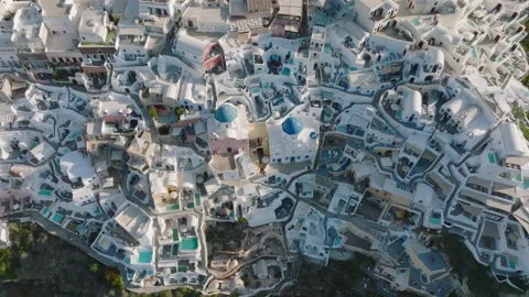 High angle view of Santorini villas, Greece Stock Footage 220212829