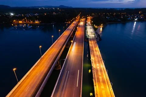 High angle view Sarasin bridge Phuket island Thailand Stock Photos