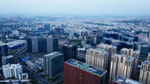 High angle view of Sattva knowledge city with the skyview Twin towers and high Stock Footage 344288765
