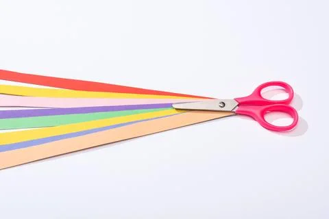 High angle view scissors colorful Stock Photos