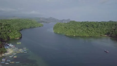 High Angle View of Sendang Biru Beach Tourist Destination in East Java Video stock 341859222