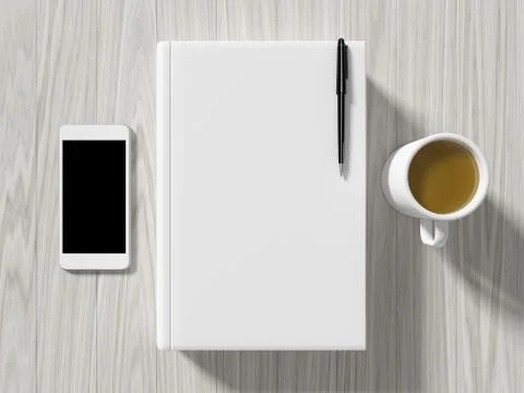 High angle view of a setting table of business workplace. Stock Illustration