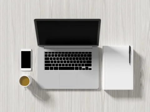 High angle view of a setting table of business workplace. Stock Illustration