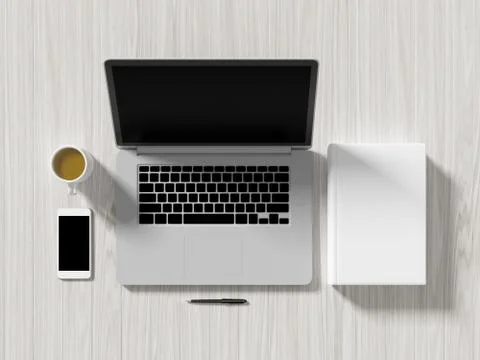 High angle view of a setting table of business workplace. Stock Illustration