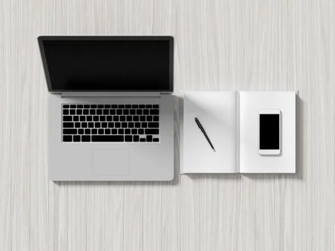 High angle view of a setting table of business workplace. Stock Illustration