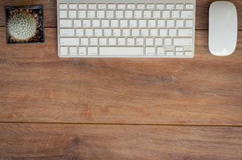 High angle view of a setting table of business workplace. Stock Photos