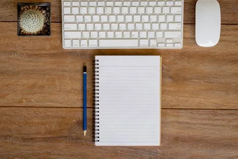 High angle view of a setting table of business workplace. Stock Photos