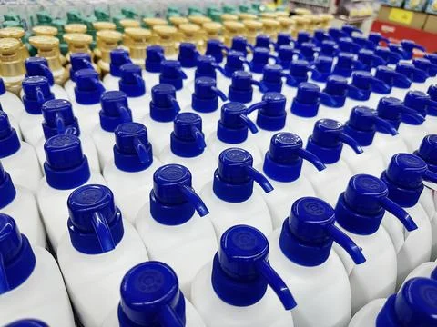 High Angle View of Shampoo Bottles for Sale at Store Stock Photos