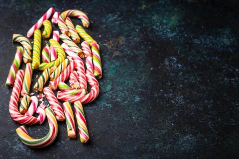 High angle view of a shattered candy canes Stock Photos