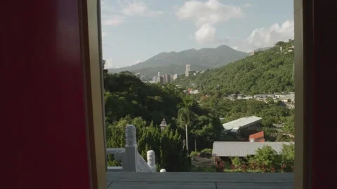 High Angle VIew Shilin district, Miaokan Temple, Miao Guang Si, Taipei, Dolly Stock Footage 261544230