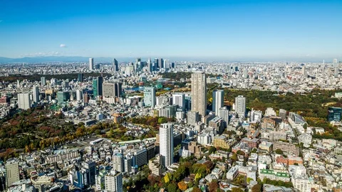 High angle view of Shinjuku district time lapse Stock Footage 118854048