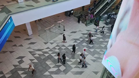High angle view of shoppers walking in a contemporary mall. Stock-Footage 315361185