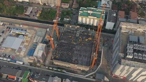 High angle view showing the construction of a new large scale data center Stock Footage 328994800