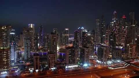 High angle view showing Dubai Marina, United Arab Emirates Stock Footage 239062616