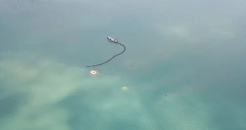 High angle view shows the coastal town near the Chang Island in Thailand. Video stock 96638302