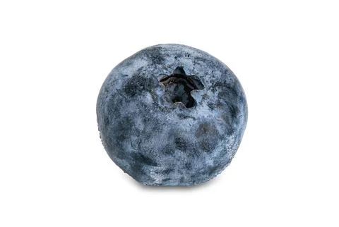 High angle view single ripe delicious blueberry isolated on white background. Stock Photos