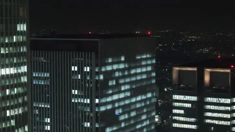 High angle view of skycrapers in the city of Nagoya in Japan. Stock Footage 168573526