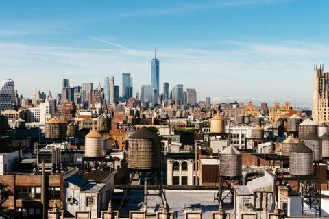 High angle view of the skyline of Manhattan Foto stock