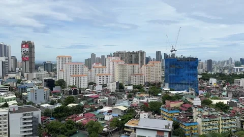 High angle view of a skyscraper under construction in Mandaluyong Stock Footage 337951058