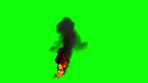 High Angle view of Small Oil Fire with Tall Flames in varying Orange on green Stock Footage 345571093