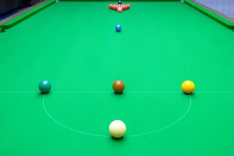 High-angle view of a snooker table. Stock Photos