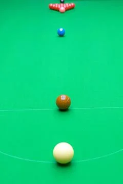 High-angle view of a snooker table. Stock Photos